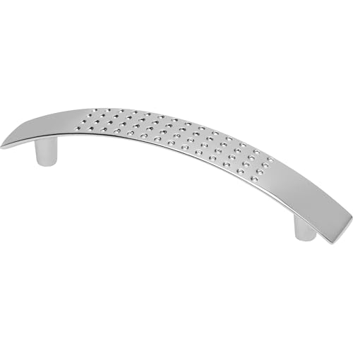 GTV Tirador para Mueble UZ-14, Diseño Curvo con Textura, Distancia 96 mm, Longitud 138 mm, Fabricado en ZnAl, Acabado Cromo Pulido, para Cajones y Armarios