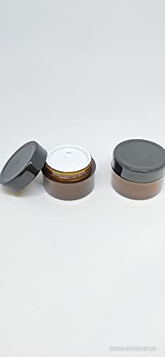 DINEMART 15 g Empty Cosmetic Acrylic Container Amber Color San Jars with Black Lids and Inner White Lid for Lip Balms, DIY Skin Care, Body Butters and Creams (Brown, 15 g) - Pack of 8Pcs