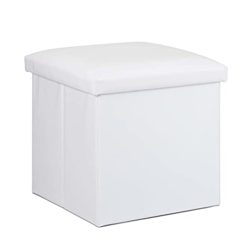 Taburete Plegable Blanco Acolchado Marca Relaxdays