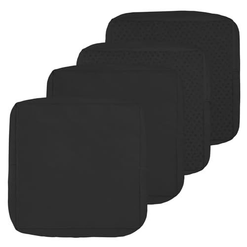 Easy-Going Waterproof Patio Cushion Covers ONLY Cover 22x20x4 inch 4 Pack Replacement Non-Slip Outdoor Seat Cushion Slipcover with Zipper. Black Black 22" x 20" (Pack of 4)