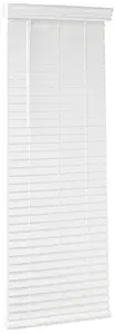 Calyx Interiors Snow White Cordless 2-inch Faux Wood Blind with Royal Valance, 27.5-Inch Width x 73-Inch Height