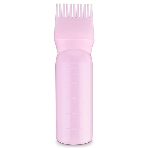 Root Comb Applicator Bottle 6 Ounce Hair Oil Applicator 1 Pack Applicator Bottle Brush with Graduated Scale Hair Root Comb Color Applicator for Hair Dye
