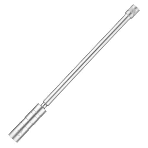 16mm Spark Plug Socket, Long Rod Thin Wall Universal Joint Spark Plug Wrench, 3/8 Magnetic 360° Swivel Driver Set 12 Point Magnetic Spark Plug Socket Wobble Removal Tool for Auto Cars Motorbike