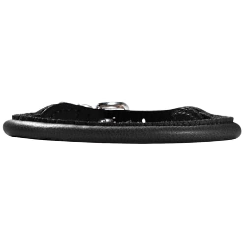 HUNTER ROUND & SOFT ELK PETIT Halsband für kleine Hunde, Leder, weich, rund, fellschonend, 32 (XS), schwarz