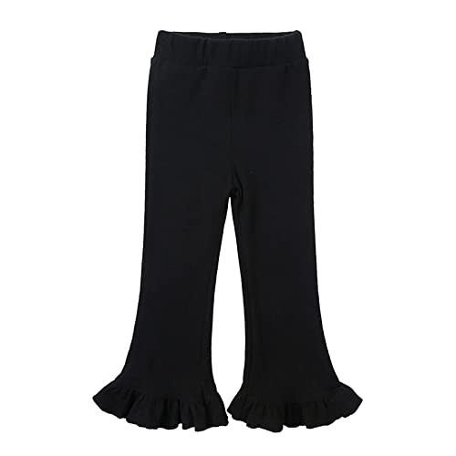 Girls Solid Color Slimming Flare Pants Toddler Girl Elastic Waist Ruffles Hem Bell Trousers Little Girls Sweatpants