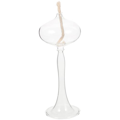 Levemolo Lámpara de Aceite de Cristal Transparente con Mecha Lámpara de Queroseno para Interiores Decoración de Mesa y Dormitorio para Ambiente Relajante