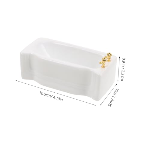 BCOATH Miniature Porcelain Bathtub 1 12 Dollhouse Bathroom Furniture Decorative Mini Bath Tub Figurine for Dollhouse Accessories by BCOATH - Image 2