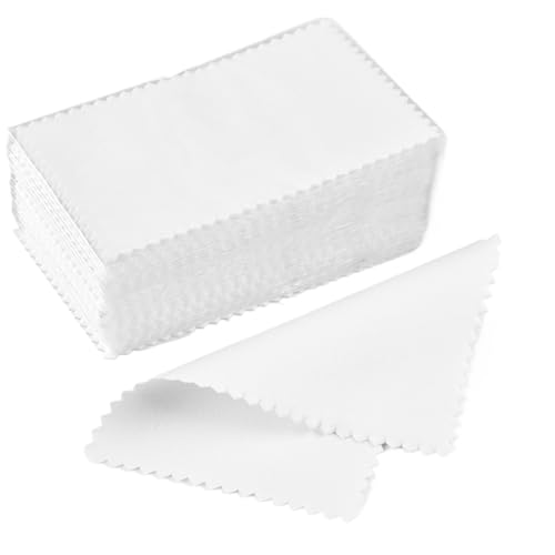 XPJYUA Limpia Plata 50 Uds. Paño de Limpieza de Plata esterlina, paño de Pulido, joyería de Oro y Plata, toallita Suave empaquetada Individualmente(Color:8x6cm-White)