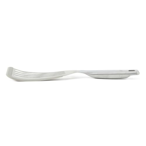 Image of Calphalon Prime Slotted Fish Turner, Kitchen Flipping Spatula, Slotted Spatula, Stainless Steel Slotted Turner with Silicone High-Heat Resistant Handle, Cookware for Flipping and Draining (Taupe)