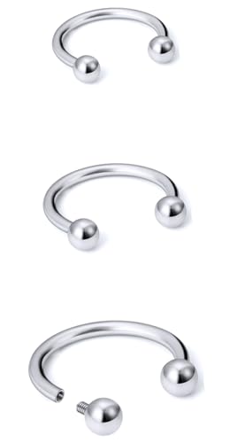 20g/18g/16g G23 Titanium Internally Threaded Nose Septum Horseshoe Hoop Earring Eyebrow Tragus Helix Daith Lip Rings Piercing Jewelry