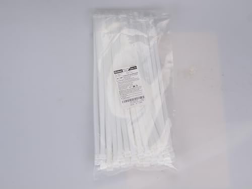 Oksdown 100 Stück 250mm × 3,6mm Weiß Kabelbinder mit 18 kg Zugfestigkeit UV-Beständig Nylon Kunststoff Selbstsichernder Multifunktionaler Cable Zip Ties