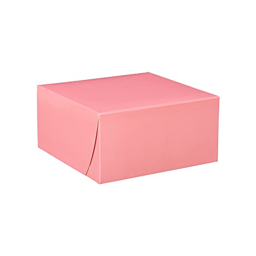 Creative Bag Pink Bakery Boxes - Front Load with Locked Corners | For Cake, Cookie, Dessert, Pastry, Cupcake, Favors and more | Recycled Material, Sturdy Bakery Packaging (10