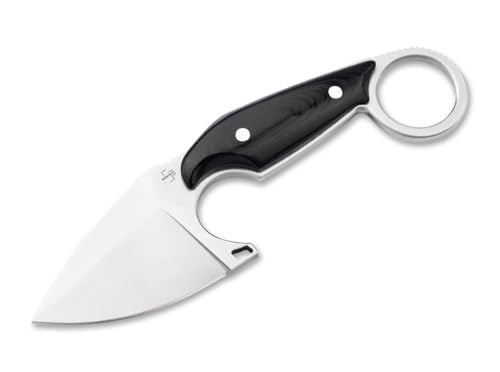 Boker Plus Enki fixed blade neck knife with Kydex Sheath full tang 440C blade with satin finish karambit style ring and thumb rest