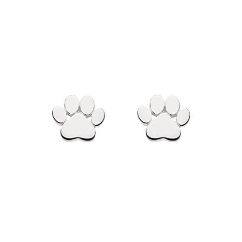 DEW Pendientes pequeños de plata de ley, diseño de huellas de patas, bonito y divertido diseño de animales, Plata de ley