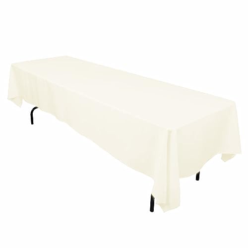 LinenTablecloth 60 x 126-Inch Rectangular Polyester Tablecloth Ivory
