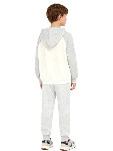 Image of YiZYiF Kids Boys Fleece Lined Sweatshirts Outfit Long Raglan Sleeves Hoodie And Jogger Pants Activewear Set