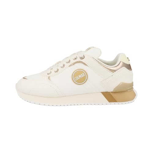 Sneakers blancas de tela Colmar Travis Plus para mujer con cordones