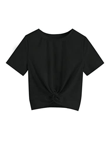 Image of Girls Shirts Casual Summer Twist Front Tunic Blouses Cute Tee Shirt Tops Size 5-14 Years