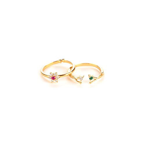 Image of Shaya | 925 Silver| BOGO Offer |The Precious One 7 Stone Stackable Rings in Gold Plated | Gifts for Womens & Girls