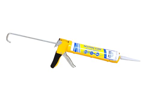 Image of Haxo TekBond Neutral Clear Silicone Sealant Adhesive Caulk with DIY GUN, Paintable, for General Purpose, Aquarium, Glass to Glass Adhesion Application (Clear)