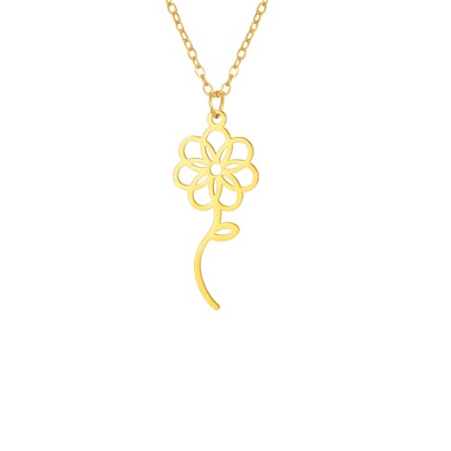 Collier fleur pour femmes avec un pendentif fleuri style Ins charm doré pour Noël