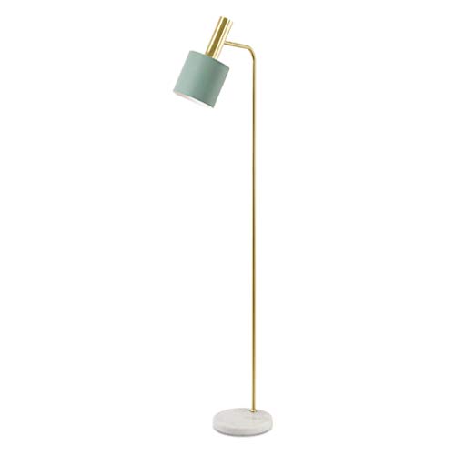 Lampadaire debout vert avec éclairage LED et socle marbre scandinave
