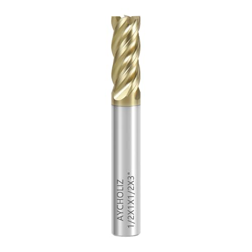 Image of 1 /2 inch Carbide Square End Mill with ZrN Coating 4 Flute Unequal Helix Design Mill Bits Sets for Roughing and Finishing