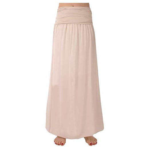 FASHION YOU WANT Damen Sommer Rock Größe 34/36 bis Größe 48/50 verfügbar Langer Maxirock Strandrock Sommerock lang Gürtel Amber Boho Retro Maxirock (38/40, beige2)