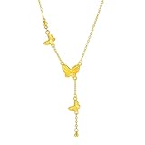 NHTISGRUE Delicado collar y pulsera de dijes mariposa para mujer, joyería sencilla y de moda de cobre 24K