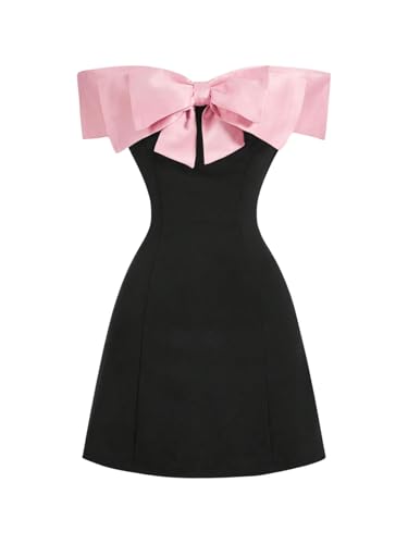 GORGLITTER Women's Bow Strapless Bodycon Mini Dress Off The Shoulder Wedding Guest Birthday Cocktail Going Out Dresses