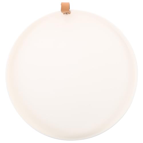 SOPOTUTU Vassoio Tondo per Trucco in PU Pelle Bianco Manico Vassoio Decorativo per Bagno e Cosmetici Organizer Compatto per Articoli da Toeletta e Gioielli Resistente e Facile da
