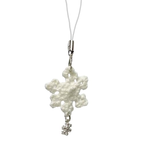 Plush Snowflake Charm Handcrafted Phone Accessory Crochet Keychain Winter Decoration Keyring for Girls Snowflake Keychain