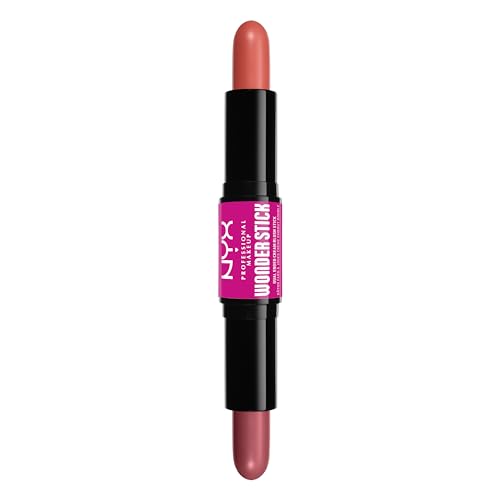 NYX Professional Makeup Blush a Doppia Punta, Arricchito con Acido Ialuronico Idratante, Texture Facilmente Sfumabile, Formula Vegana, Wonder Stick Honey Orange + Rose