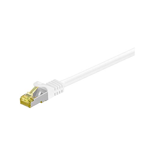 Goobay 91096 RJ45 Câble de Liaison, S/FTP (PiMF), avec CAT 7 Câble en Vrac, Blanc, 7.5m Longueur