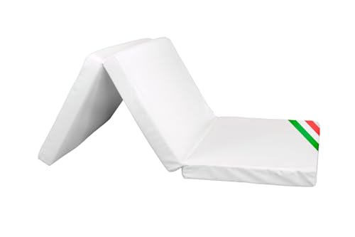 GHIOCUSCINI | Materasso Pieghevole per Bambini, 120 x 60 cm, Alto 5 cm, Tessuto Gabardina BIANCO Lavabile, Imbottitura Waterfoam, Made in Italy a Norma EN16890:2017