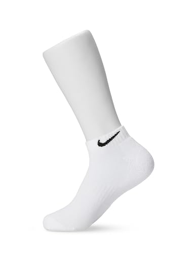 Nike Unisex Everyday Cushioned Training Low Socks (6 Pairs), White/Black, Large