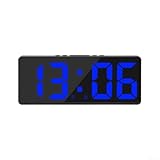 Elegante reloj digital con función de control de voz y función de monitoreo de temperatura integrada (carcasa negra azul)