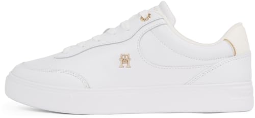 Tommy Hilfiger Damen Court Sneaker Essential Chic aus Leder, Weiß (White), 40