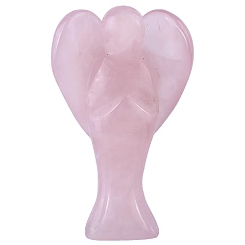 KYEYGWO 7.5 cm Rose Quartz Gemstone Angel Figurine