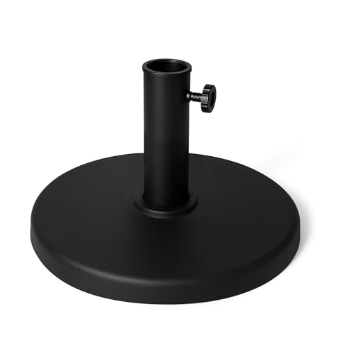 KEPLIN Pied de Parasol Effet Fonte 9 kg – Support de Meubles de Jardin en métal Robuste pour Parasol, auvent, auvent, etc. – Diamètre 45 mm (9 kg, Noir uni)