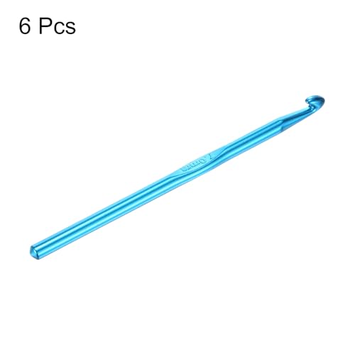 Agujas de tejer de 7 mm de aluminio azul uxcell que evitan enganches en el hilo, 6 piezas 3