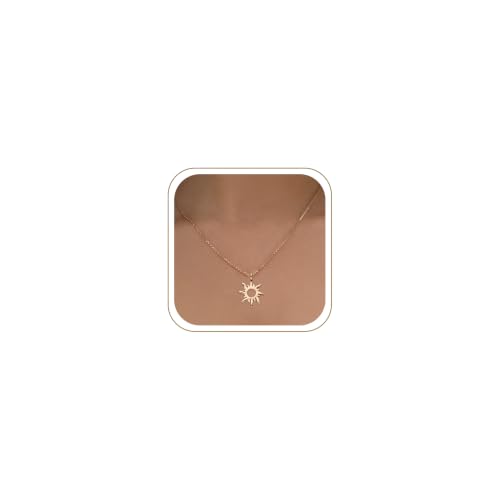 Tesorrio Gold Sun Necklace for Women, Elegant Sunburst Pendant, Daily Wear