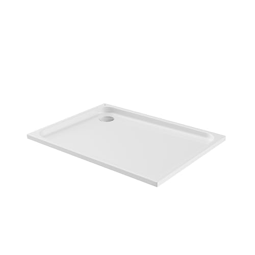 BERNSTEIN - Receveur de douche Rectangulaire Blanc 90x120x3,5cm Bac à douche Acrylique antidérapant à Rebords, Résistant & Durable - TIM