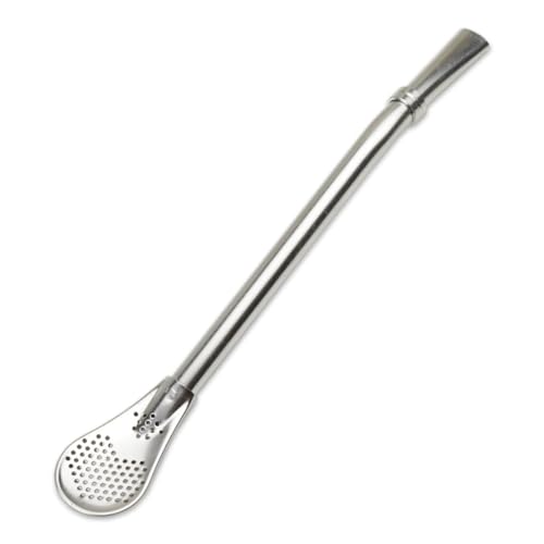 Delicatino - Bombilla para Mate de Acero Inoxidable - Diseño Tipo Cuchara de 15,5 cm - Filtro Eficaz y Fácil Limpieza - Ideal para Mates Pequeños