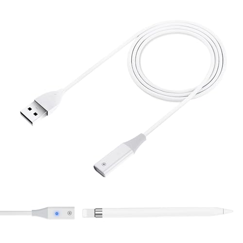 USB A Charger Adapter Compatible with Apple Pencil 1st Generation, 1M iPencil Charging Adapter, USB A to Lightning Adapter, USB Charger for Apple Pen, Portable Charging Accessory for Apple Pencil 1