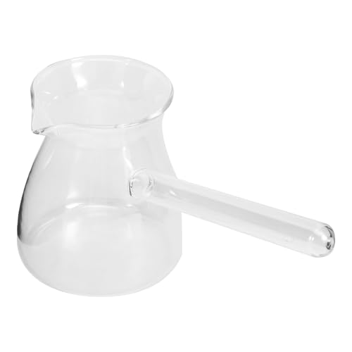 SUPVOX Jarra de Café Turca de Vidrio de Borosilicato Transparente 650 Ml Mango Lateral para Leche y Té, Jarra Pequeña Resistente para Espumar Leche y Servir Café en Hogar y Cafetería