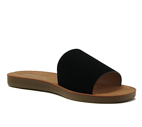 Image of Soda Shoes Efron-S Women Flip Flops Basic Plain Slippers Slip On Sandals Slides Casual Peep Toe Beach