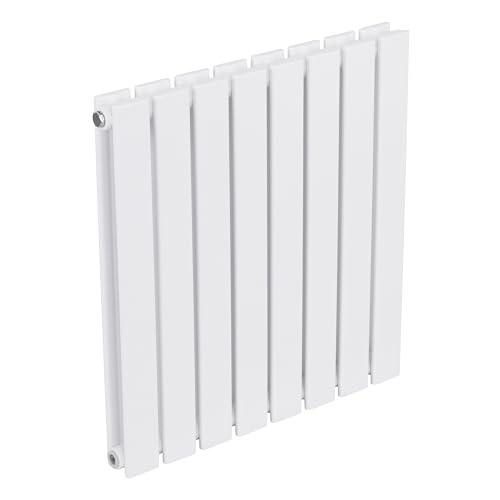 Baridi Horizontal Double Flat Panel Radiator 600 x 560mm 8 Fins Efficient Heat Output Central Heating White DH349