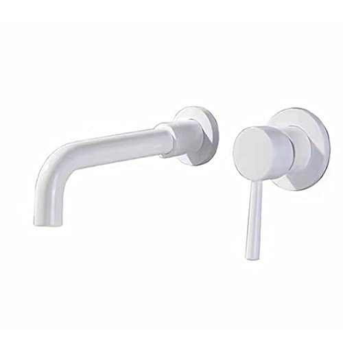 Robinet de lavabo encastré rond noir mat pivotant mitigeur mural eau chaude froide