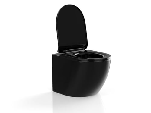 Vente-unique-Wand-WC aus Keramik ohne Flansch - Schwarz glänzend - JAVOINE – Bild 5
